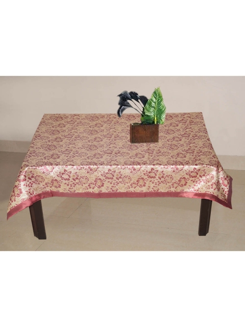 

Lushomes Pink Self Design Jacquard 4 Seater Table Cloth