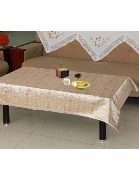

Lushomes Cream Self design Jacquard 4 Seater Centre Table Cover