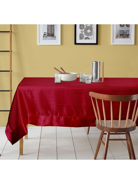 

Lushomes Maroon Striped Center and Plain Border Table Cloth