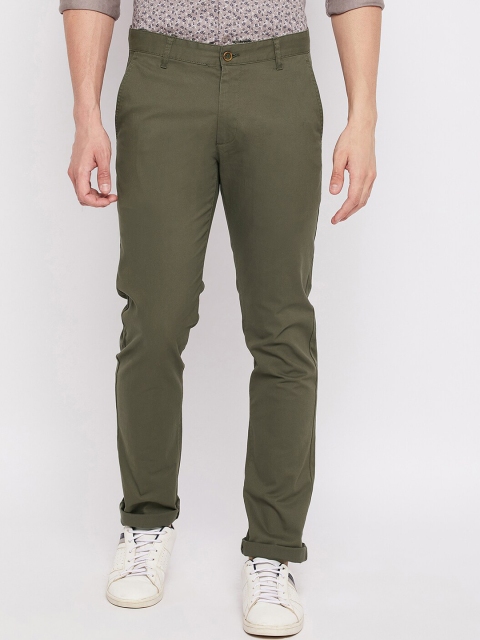 

Duke Men Olive Green Slim Fit Chinos Trousers