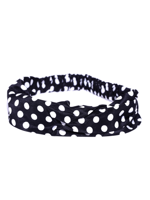 

ToniQ Black & Off-White Polka Dot Print Hairband