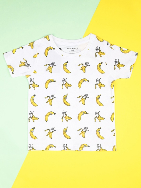 

BE AWARA Kids White Printed T-shirt
