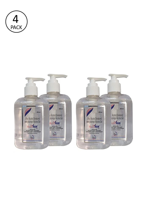 

Alcorub Set Of 4 Sanitizer & Cleanser 250 ML Each, Transparent