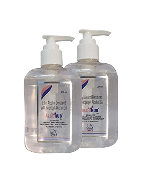 

Alcorub Set Of 2 Sanitizer & Cleanser-250 Ml Each, Transparent