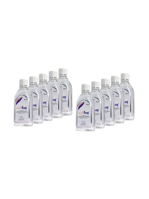 

Alcorub Set of 10 Sanitizer,cleanser 100 ML, Transparent