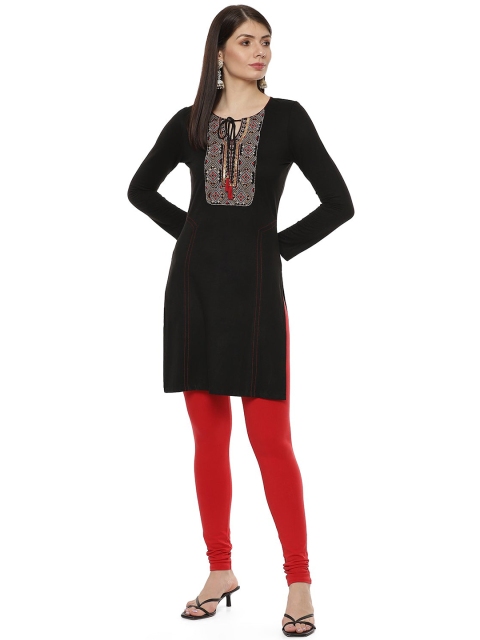 

Lakshita Woman Black Ethnic Motifs Embroidered Thread Work Thread Work Kurti