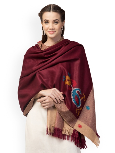 

Tweedle Women Burgundy & Blue Printed Woven Design Shawl