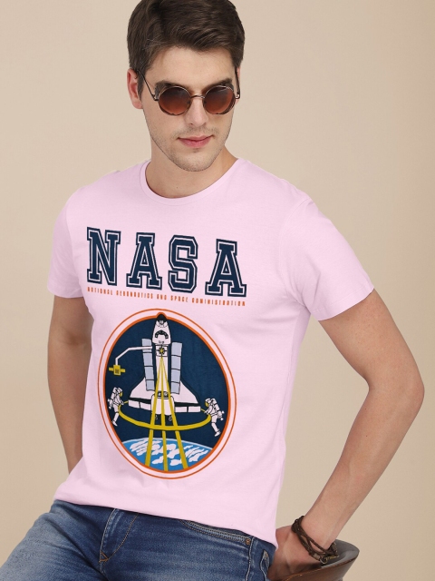 

Free Authority Men Pink & Blue Nasa Printed T-shirt