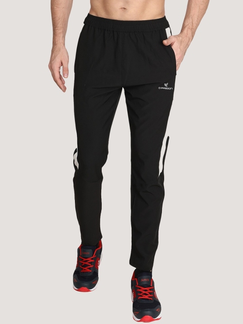 

Dpassion Men Black & White Colourblocked Slim Fit Track Pants