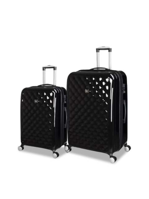 

IT luggage Pack Of 2 Black Fashionista Textured Hard-Sided Trolley Bag