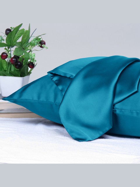 

OUSSUM Set of 2 Blue Satin Pillow Covers With Envelop Closure