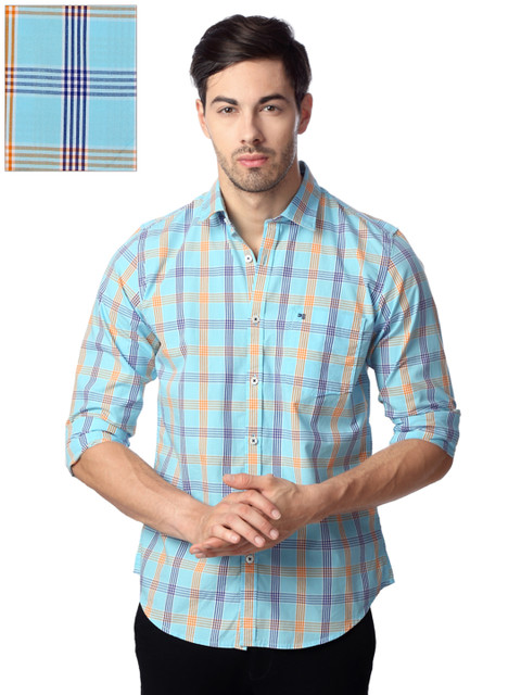 

Peter England Men Blue Slim Fit Checked Casual Shirt