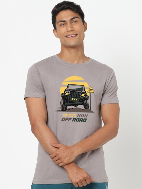 

Bewakoof Men Grey Printed Pure Cotton T-shirt