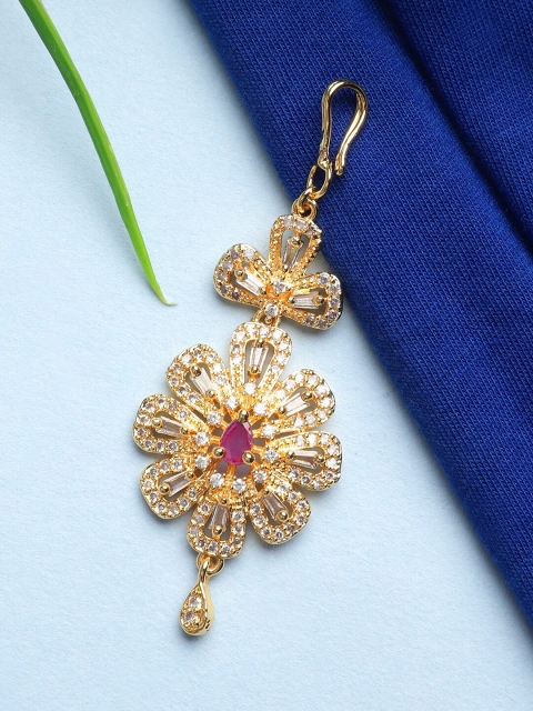 

CARDINAL Pink & Gold-Toned AD Studded Maang Tikka