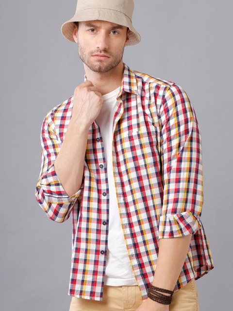 

YOVISH Men Pink Smart Slim Fit Gingham Checks Checked Casual Shirt