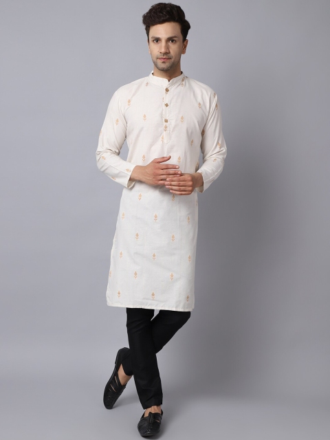 

ORUS Men Off White Ethnic Motifs Printed Pure Cotton Kurta with Pyjamas