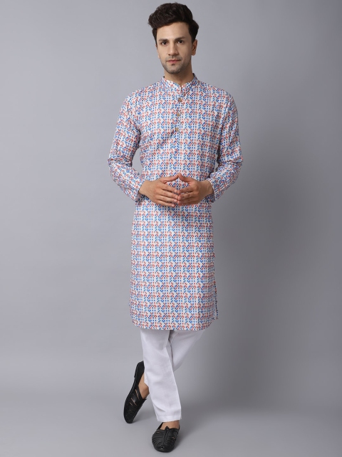 

ORUS Men Multicoloured Printed Pure Cotton Kurta with Pyjamas & With Dupatta, Multi