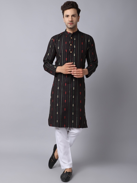 

ORUS Men Black Printed Pure Cotton Kurta with Salwar