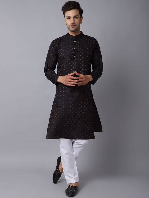 

ORUS Men Black Pure Cotton Kurta with pyjama