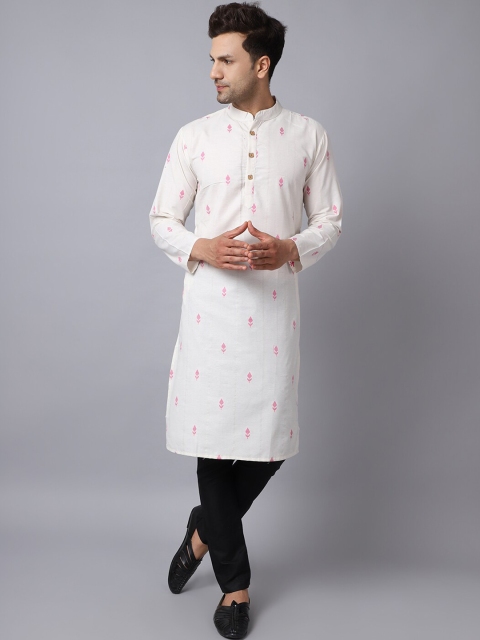 

ORUS Men Off White Printed Pure Cotton Kurta with Salwar