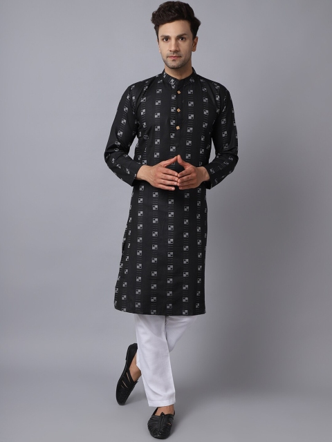 

ORUS Men Black Printed Pure Cotton Kurta with Pyjamas