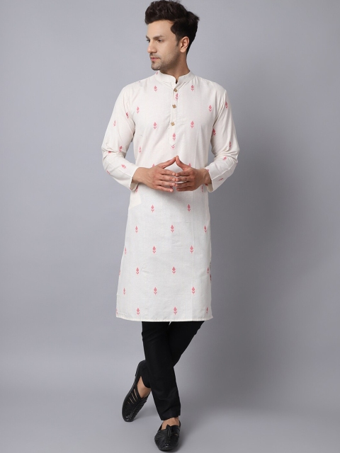 

ORUS Men Off White Ethnic Motifs Printed Pure Cotton Kurta with Pyjamas