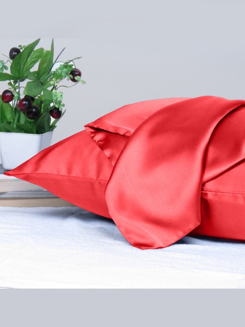 

OUSSUM Set Of 2 Solid Pillow Covers with Envelop Closure, Red