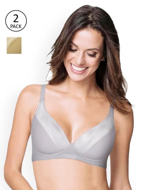 

shyaway Women Grey & Olive Green Pack Of 2 Lightly Padded Bra