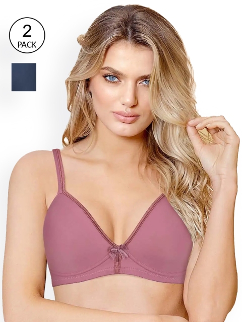 

shyaway Pack Of 2 Purple & Navy Blue Lightly Padded Bra