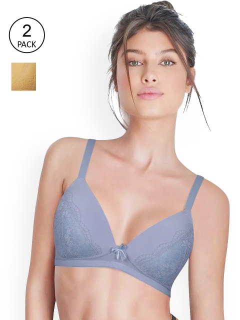 

shyaway Pack of 2 Mustard & Blue Lightly Padded Bra taab-c2b-336-32C