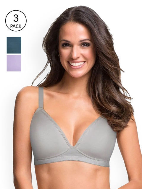 

shyaway Pack Of 3 Purple & Blue Lightly Padded Bra
