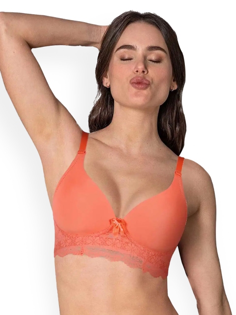 

shyaway Women Orange Floral Lightly Padded Bra