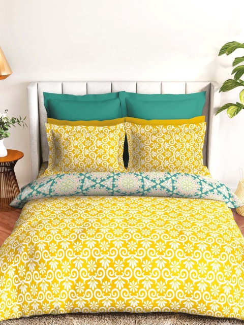 

Ariana Yellow & White Ethnic Motifs Printed 140 TC Queen Bedsheet with 2 Pillow Covers