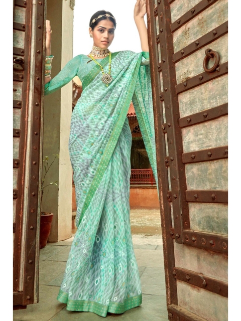 

KARAGIRI Green Printed Georgette Saree
