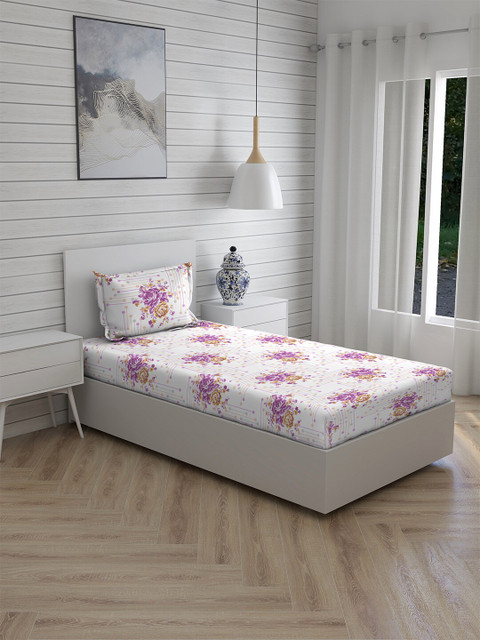 

Boutique Living India Pink & White 225 TC Cotton Single Bedsheet with 1 Pillow Covers