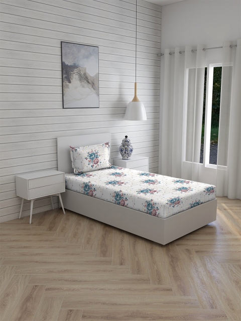 

Boutique Living India Unisex Blue & White 225 TC Cotton Single Bedsheet