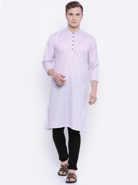 

PIVOTO Men Lavender Solid Straight Kurta