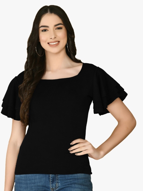 

IUGA Women Black bell Sleeve Top
