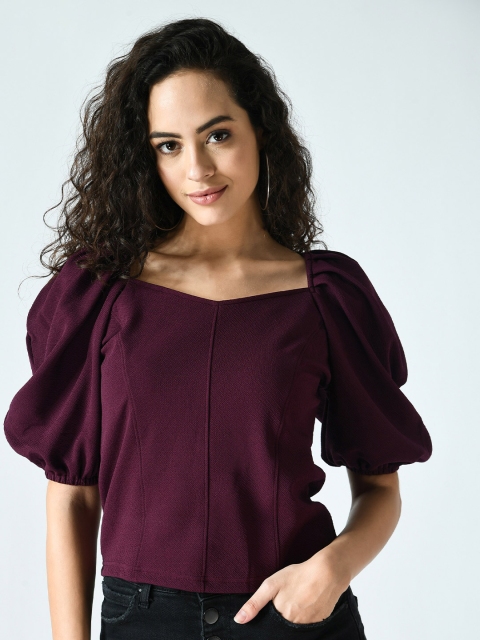 

IUGA Purple Sweetheart Neck Top