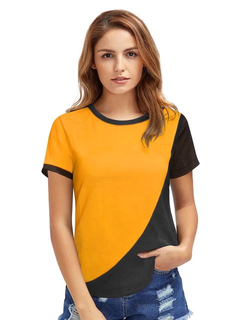 

FAVRIZ Women Yellow Colourblocked Top