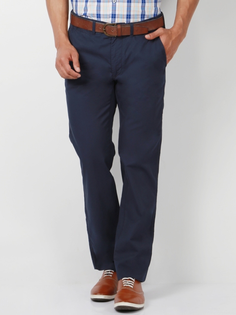 

Peter England Men Navy Blue Slim Fit Solid Chinos