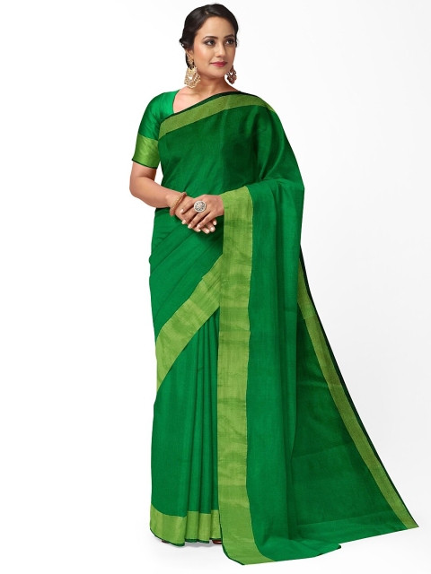 

KALINI Green & Gold-Toned Silk Cotton Ready to Wear Sungudi Saree