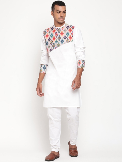 

Zotw Men White Mirror Work Kurta