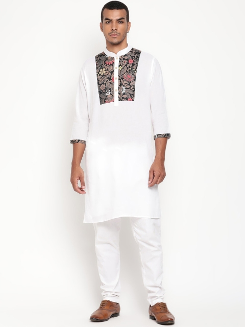 

Zotw Men White Yoke Design Thread Work Cotton Kurta