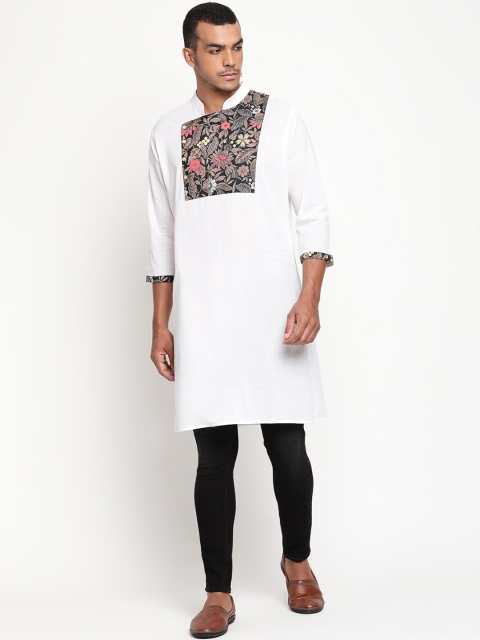 

Zotw Men White Yoke Design Thread Work Cotton Kurta