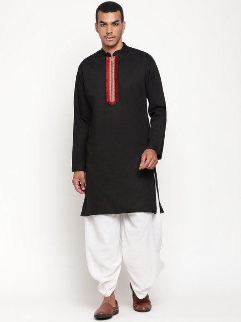 

Zotw Men Black Cotton Kurta