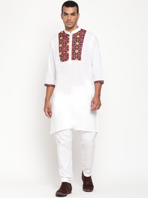 

Zotw Men White Yoke Design Cotton Kurta