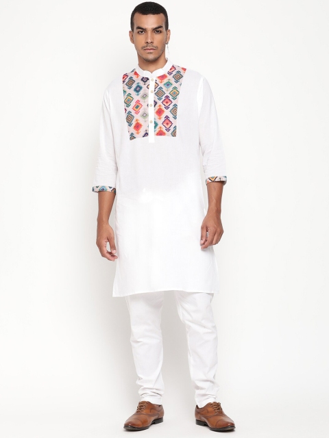 

Zotw Men White Yoke Design Cotton Kurta