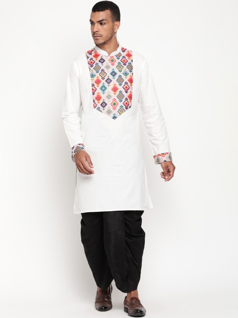 

Zotw Men White Yoke Design Cotton Kurta