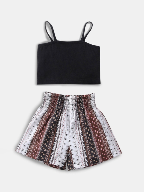 

Hopscotch Girls Black & White Printed Top with Shorts